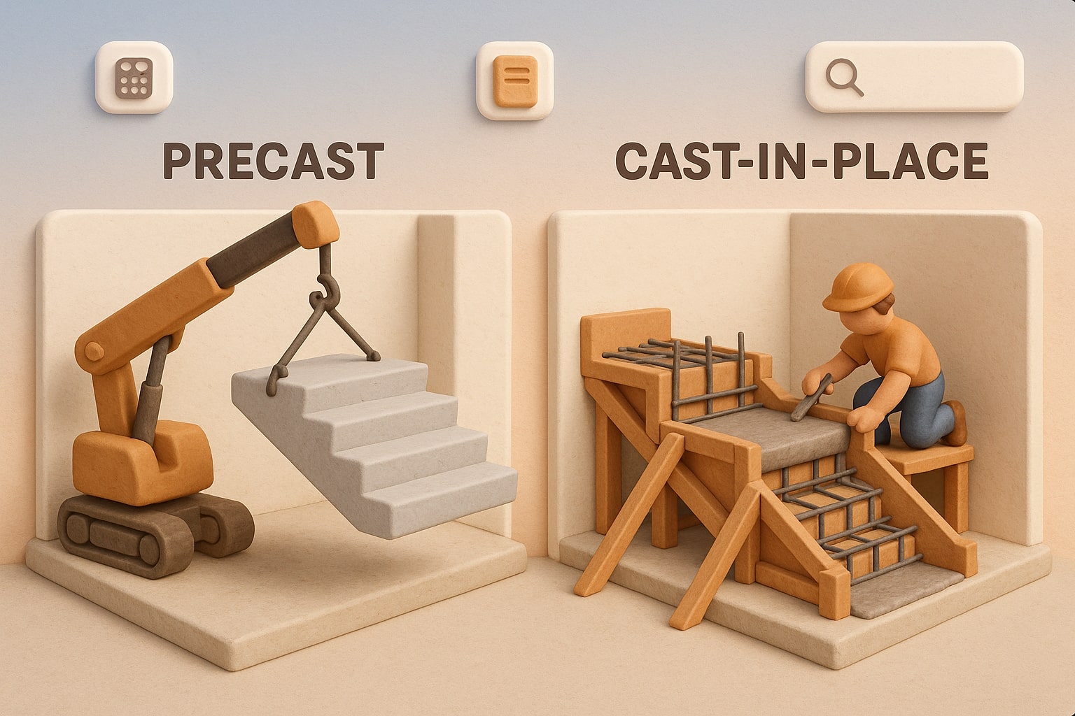 콘크리트 계단 계산기가 입력 필드와 즉시 결과를 보여주어 사용자가 쉽게 문제를 해결하도록 돕는 모습