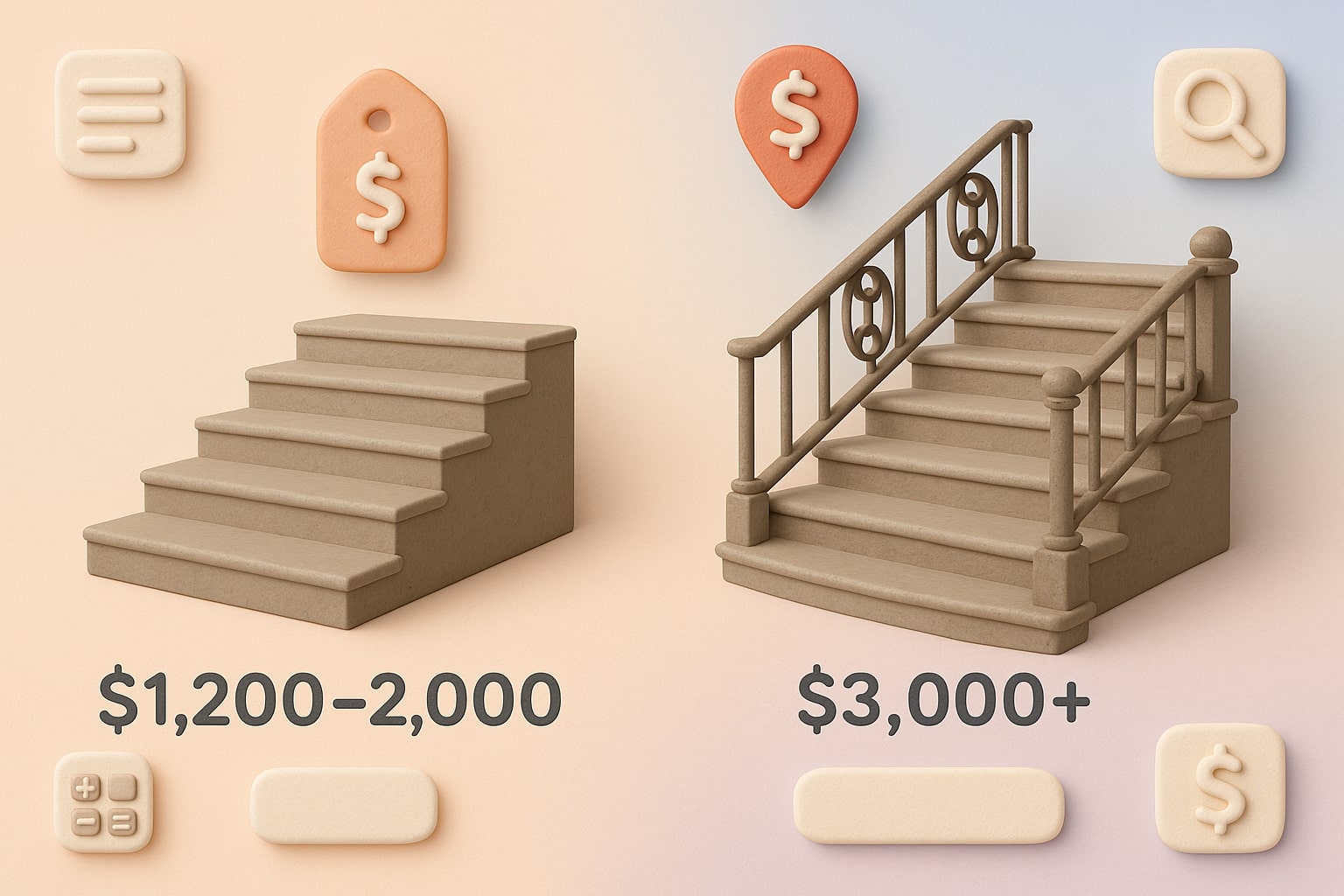 콘크리트 계단 계산기가 입력 필드와 즉시 결과를 보여주어 사용자가 쉽게 문제를 해결하도록 돕는 모습