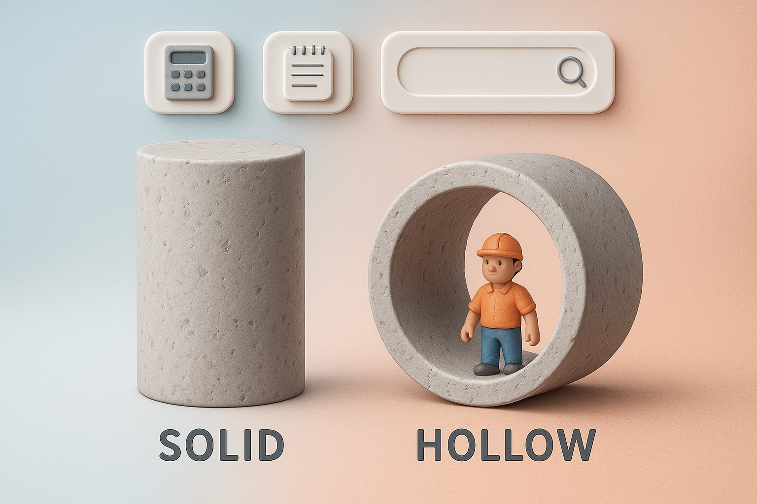 콘크리트 원형관 계산기가 입력 필드와 즉각적인 결과를 제공하여 사용자 문제 해결을 용이하게 하는 모습