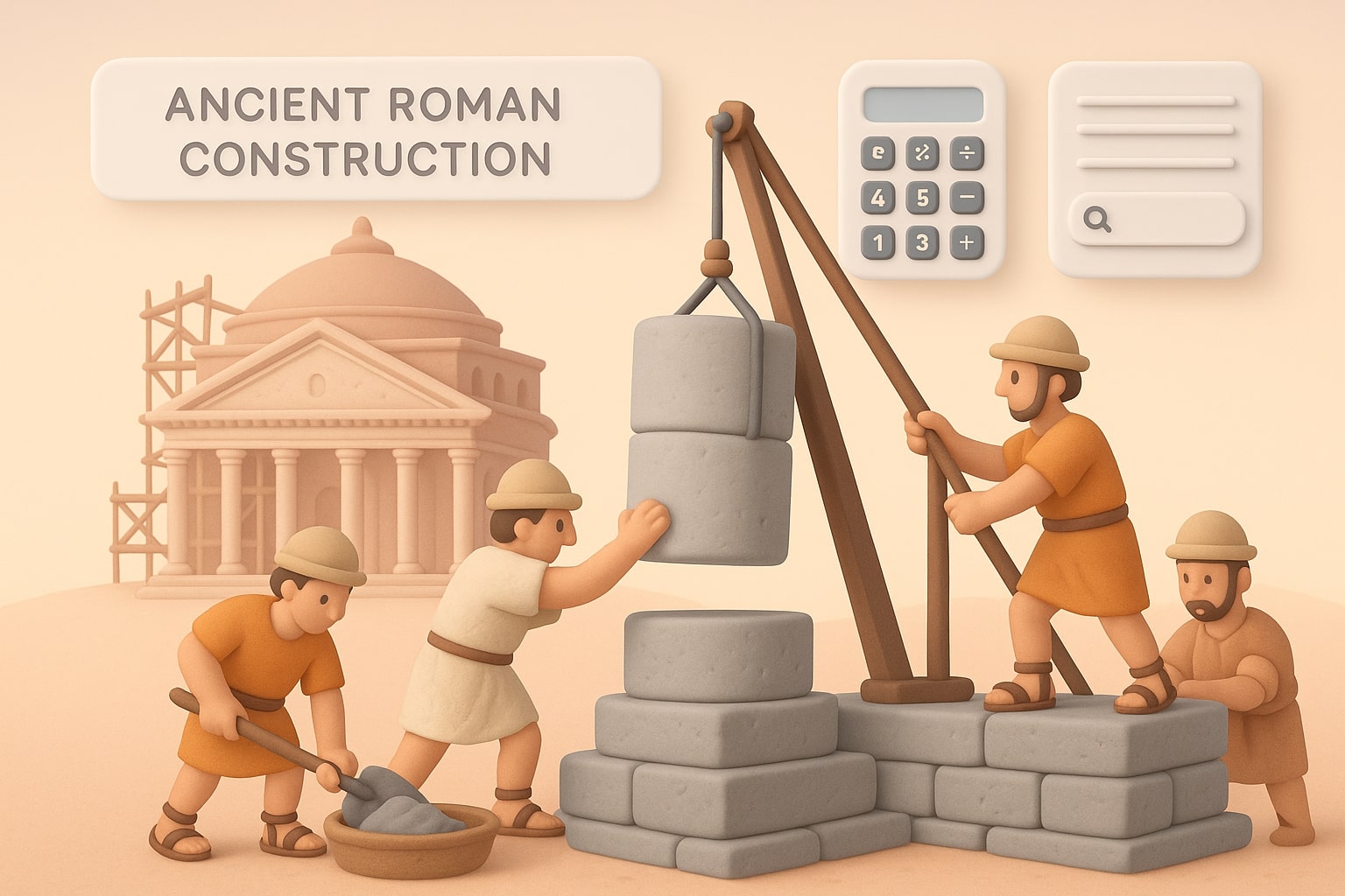 원형 콘크리트 계산기 작동을 보여주며 입력 필드와 즉각적인 결과로 사용자가 문제를 쉽게 해결하도록 돕는 모습