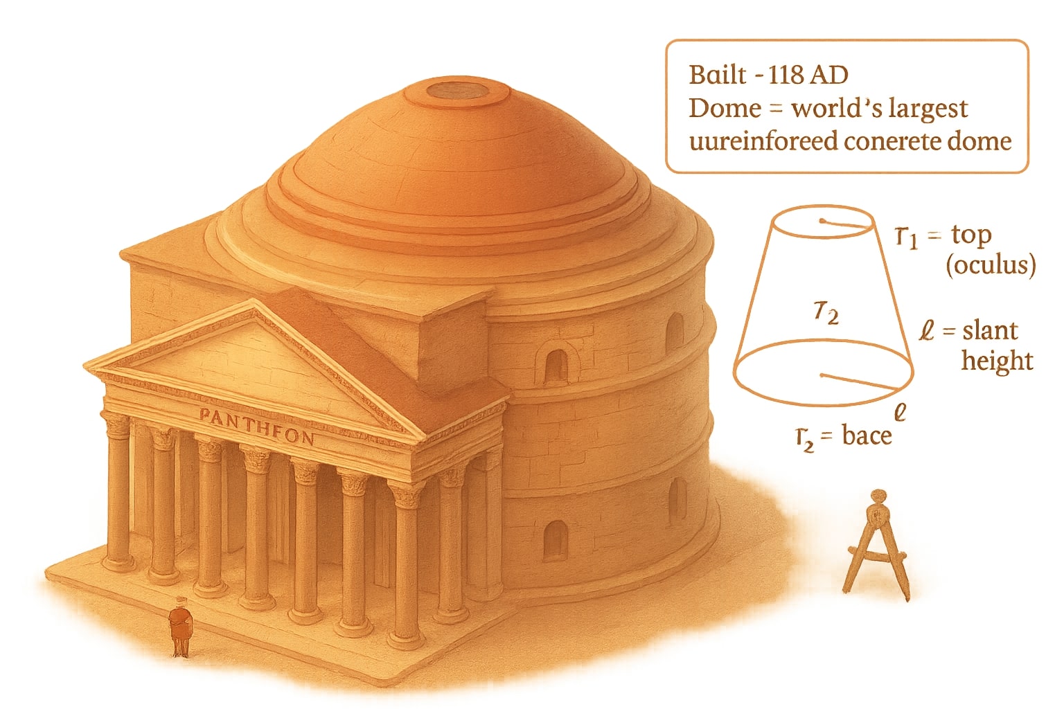원뿔대 표면적 계산기 작동 방식을 보여주며 입력 필드와 즉각적인 결과 제공으로 사용자가 쉽게 문제를 해결할 수 있도록 돕습니다.