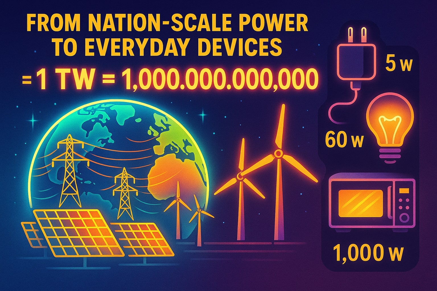 테라와트에서 와트 변환기