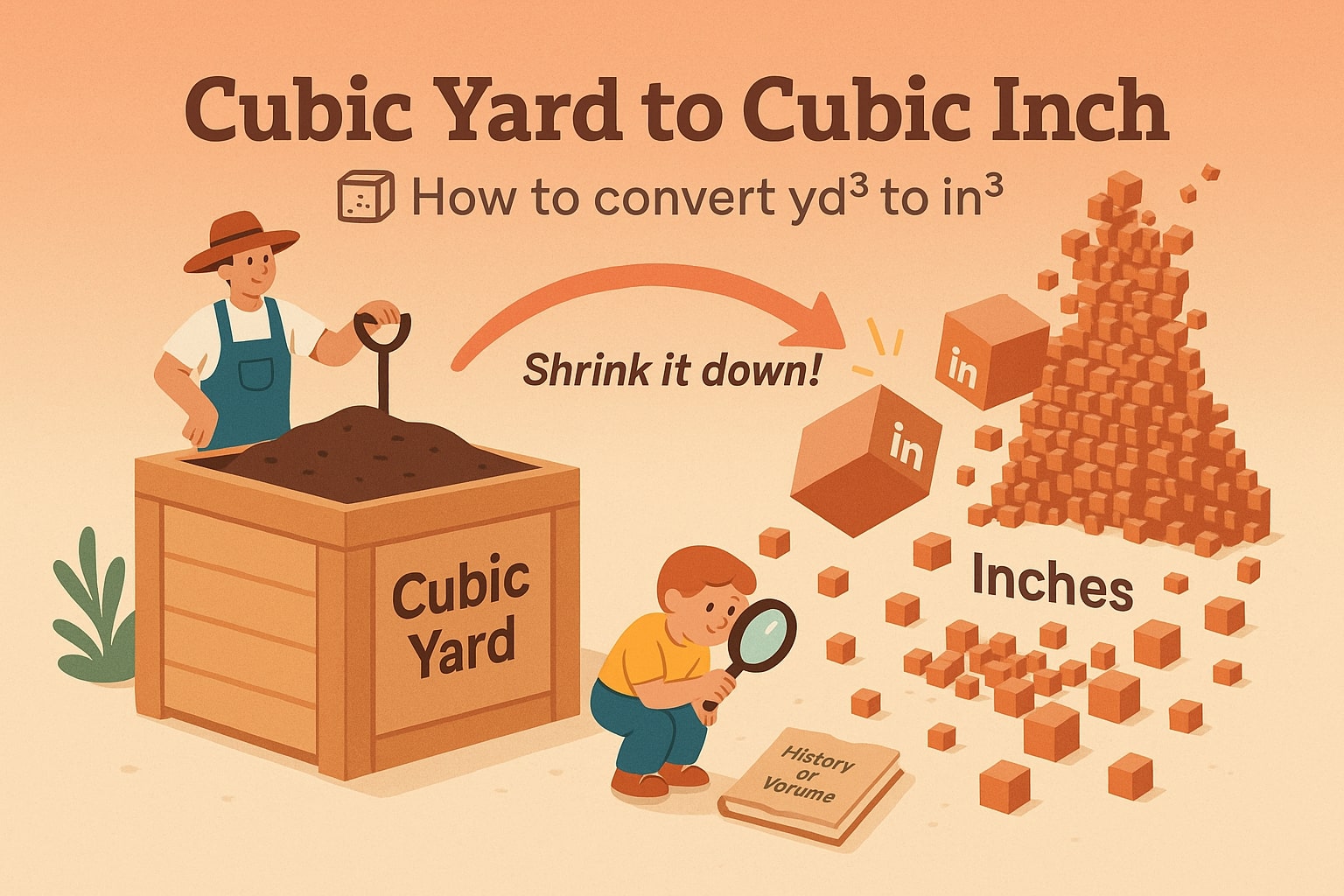 입방 야드에서 입방 인치 변환기