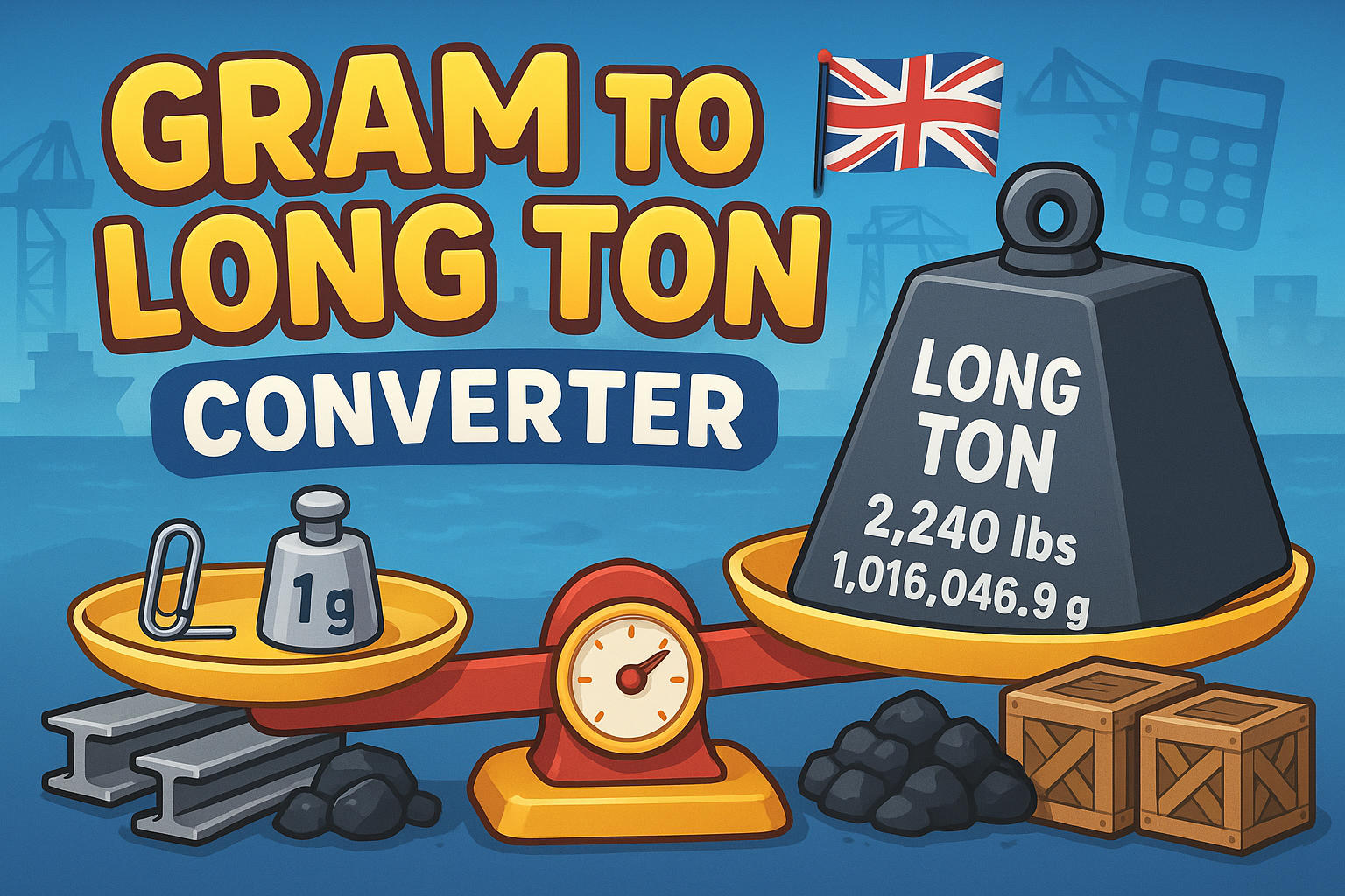 Grams to Long Tons Converter