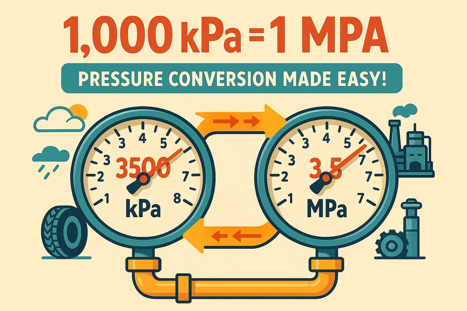 킬로파스칼에서 메가파스칼 변환기