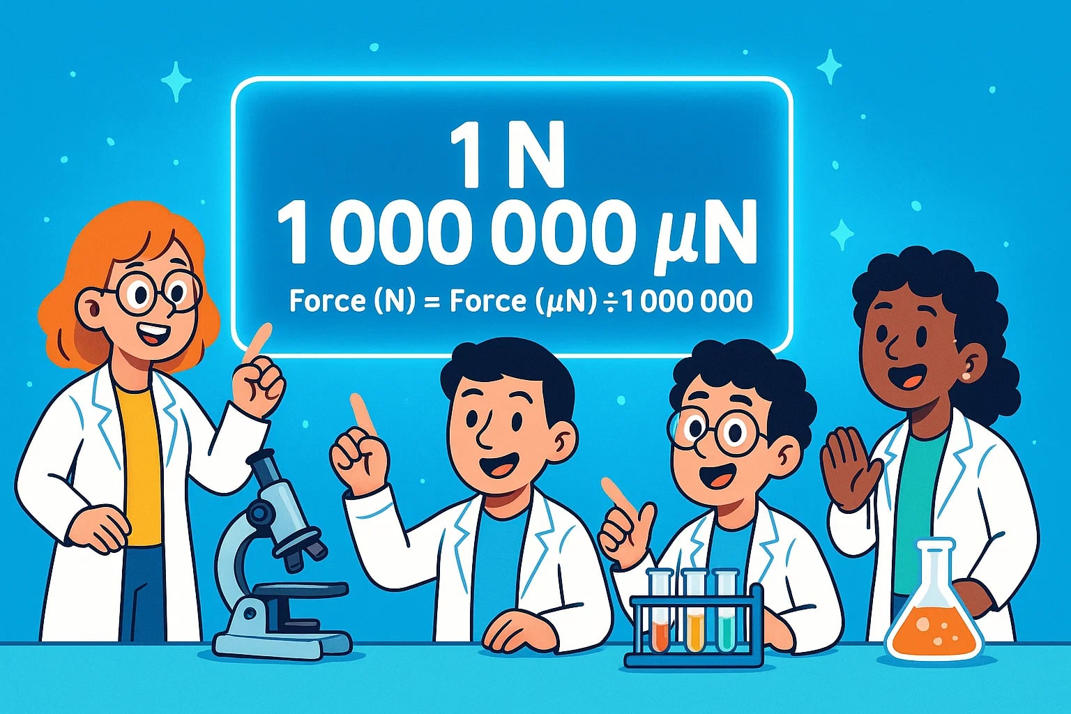 마이크로뉴턴에서 뉴턴 변환기