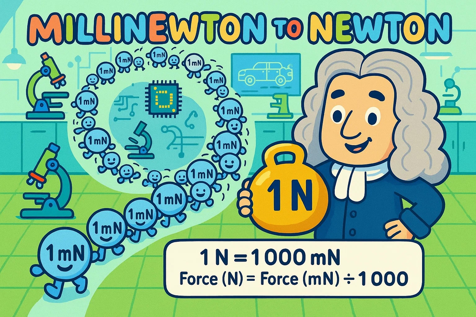 밀리뉴턴에서 뉴턴 변환기