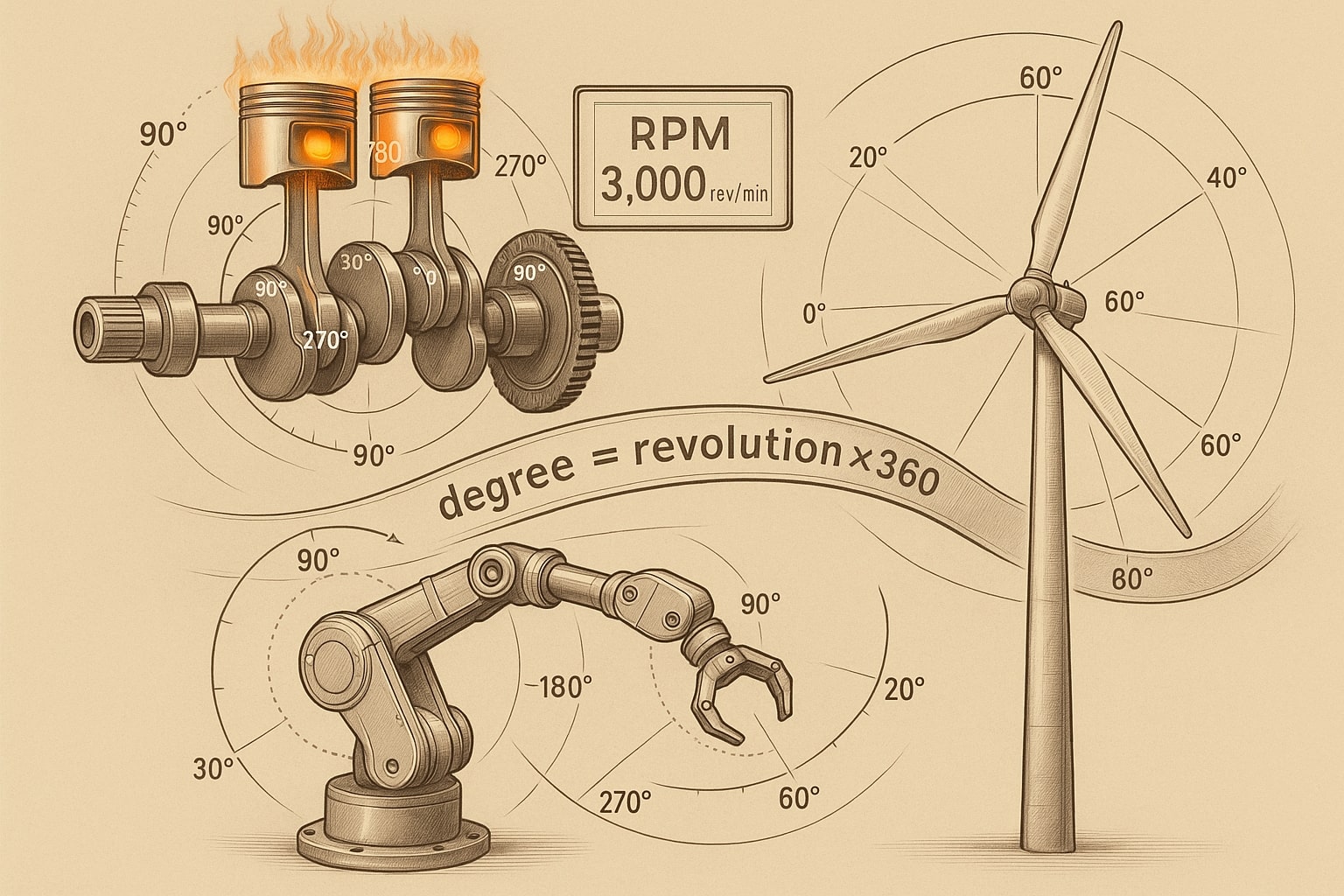 회전수에서 각도로 변환기