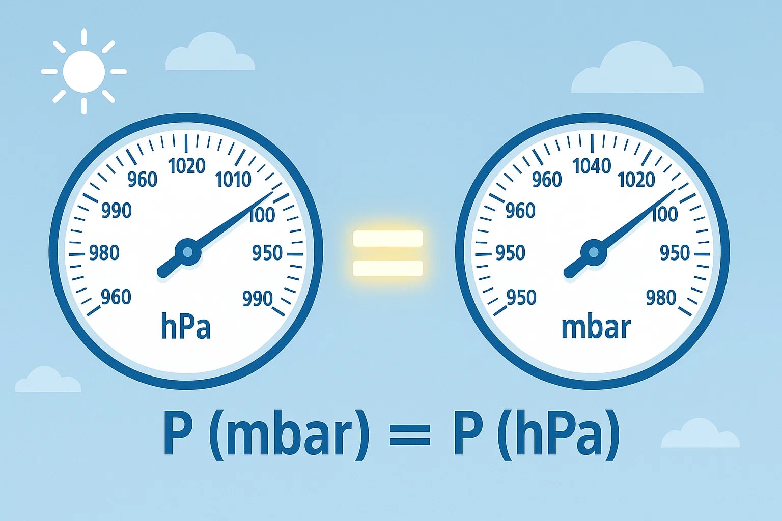 헥토파스칼을 밀리바로 변환기