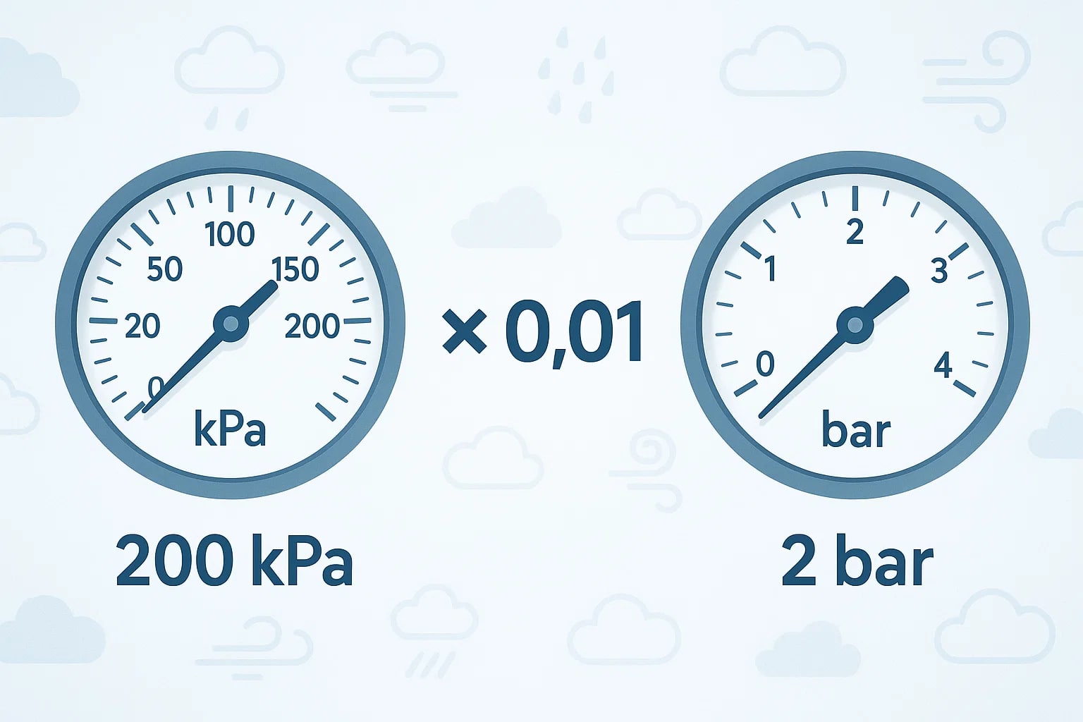 킬로파스칼에서 바 단위 변환기