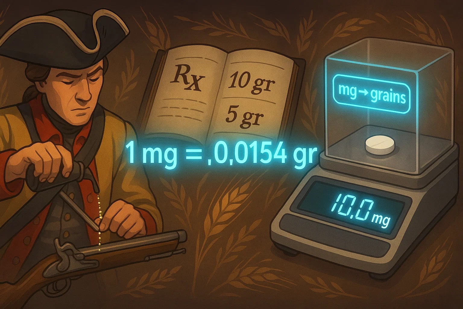 밀리그램에서 그레인 변환기