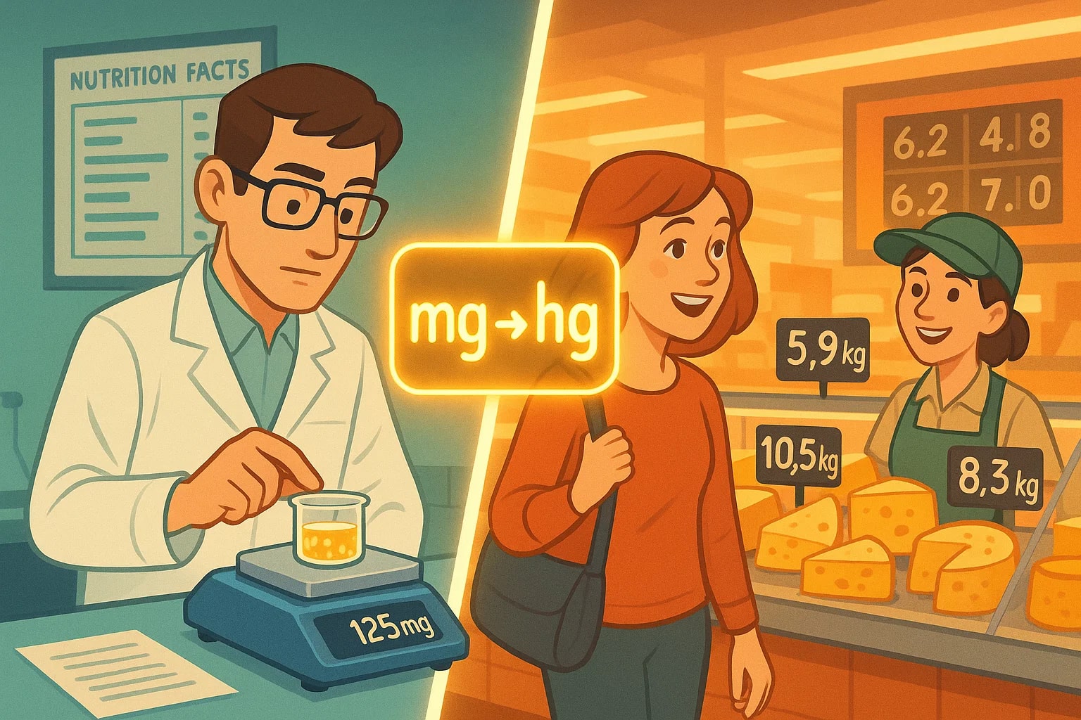 밀리그램에서 헥토그램 변환기