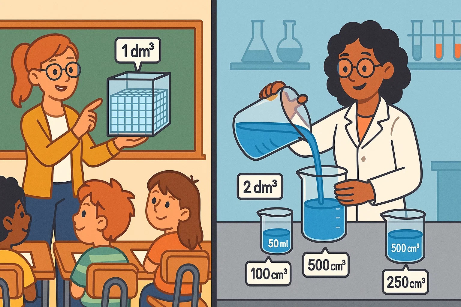 세제곱데시미터에서 세제곱센티미터 변환 도구