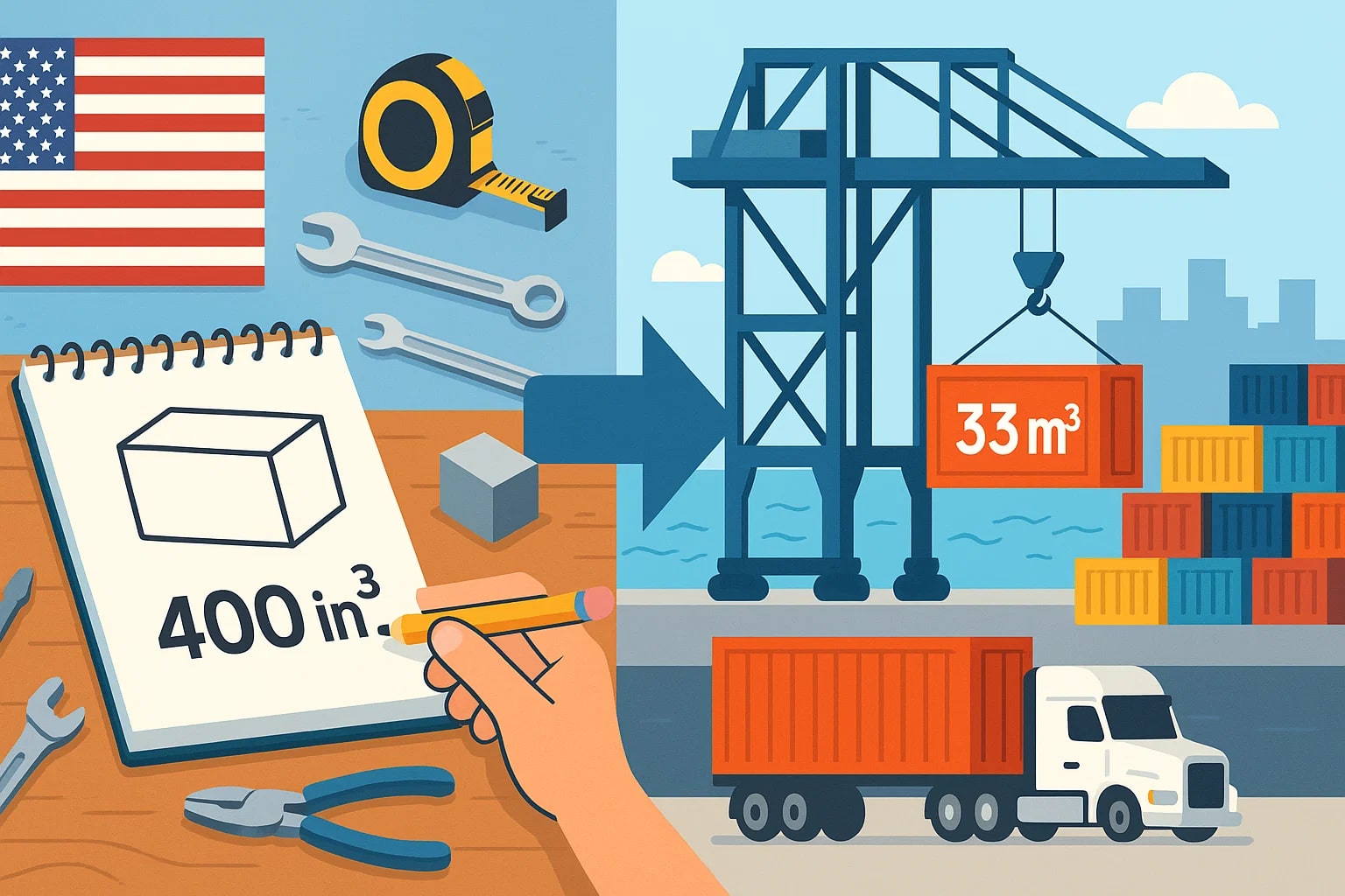 입방 인치에서 입방 미터 변환기