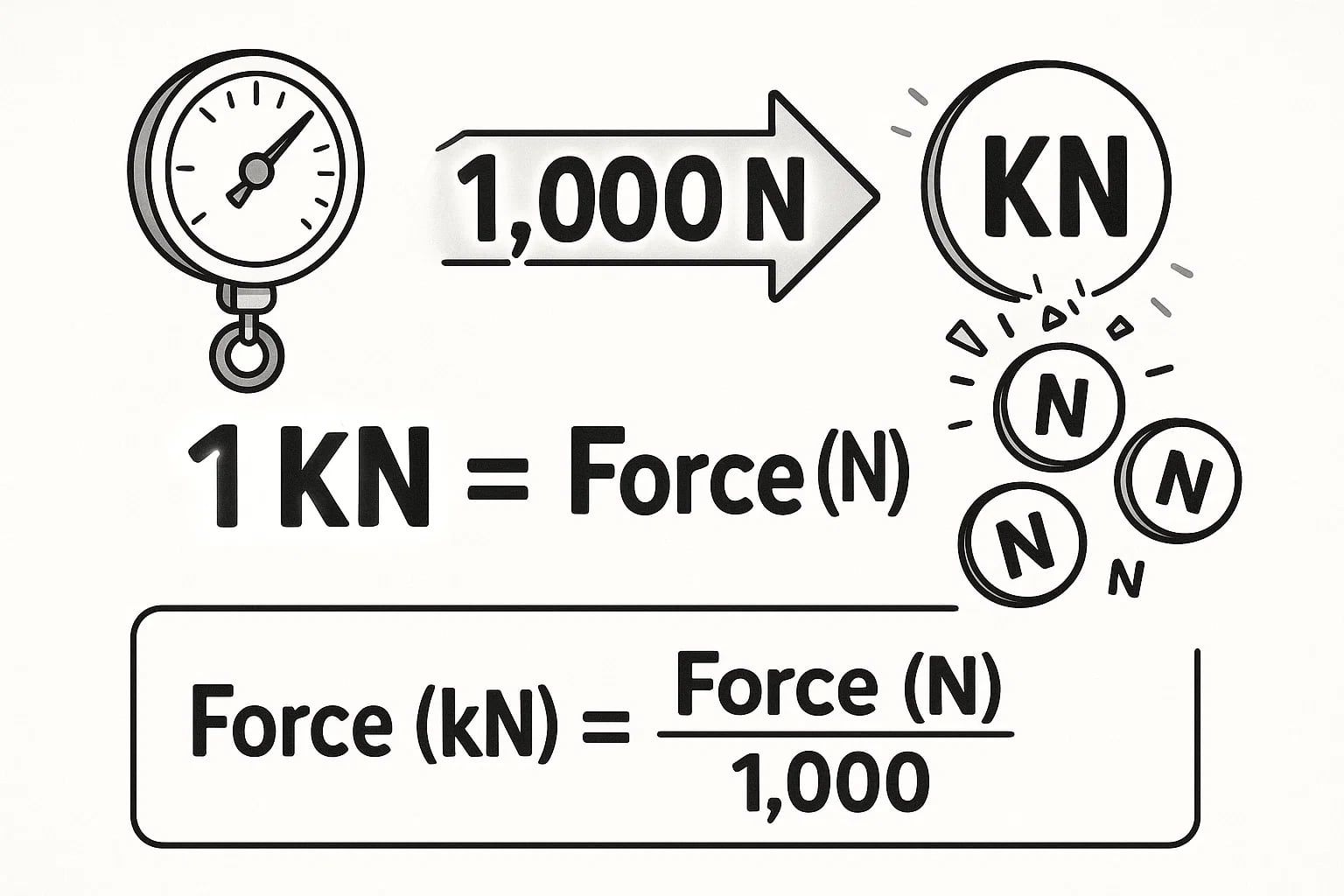 킬로뉴턴에서 뉴턴 변환기