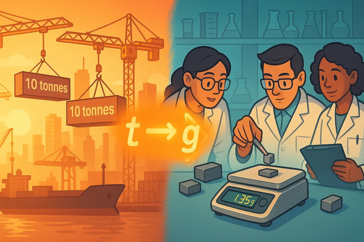 톤에서 그램 변환기