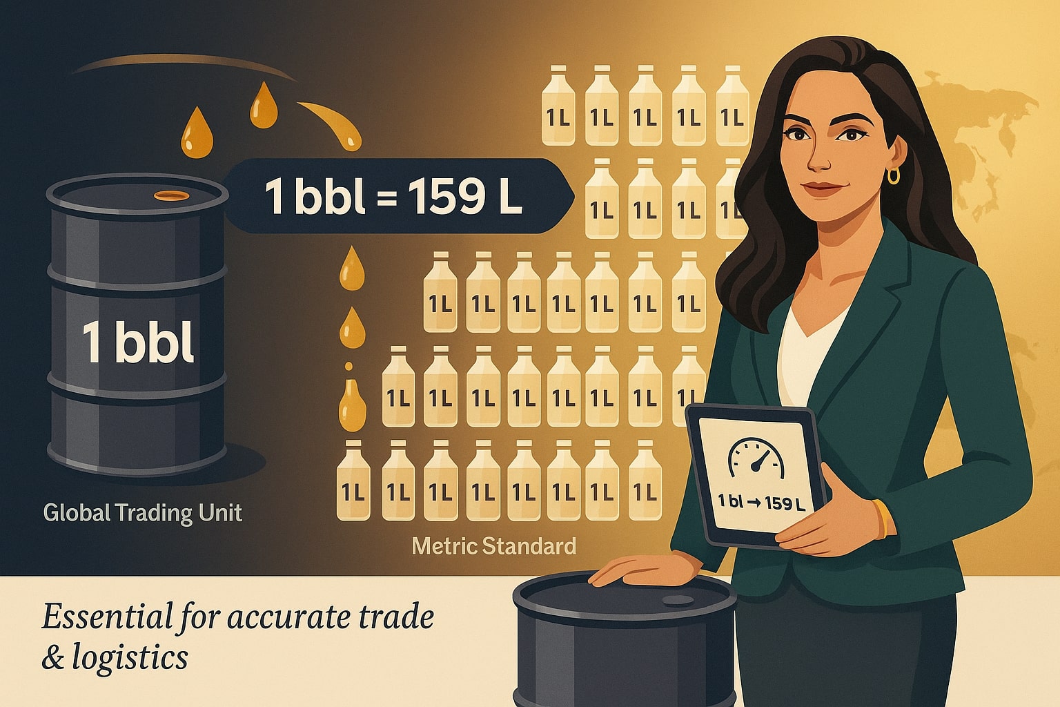 석유 배럴에서 리터 변환기