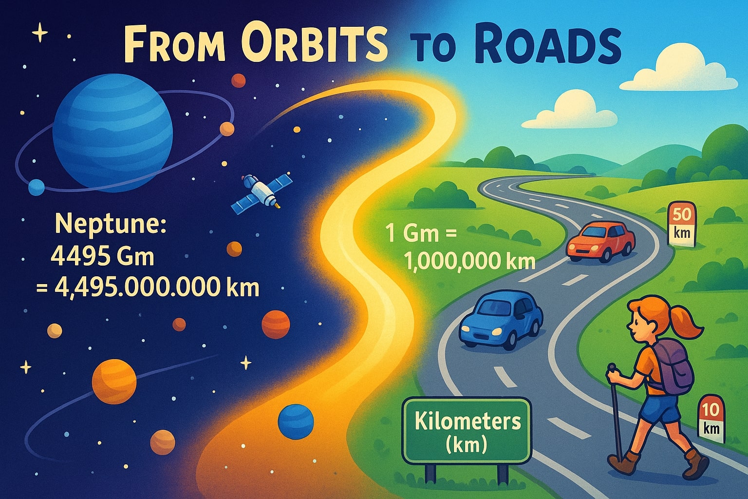 기가미터에서 킬로미터 변환기