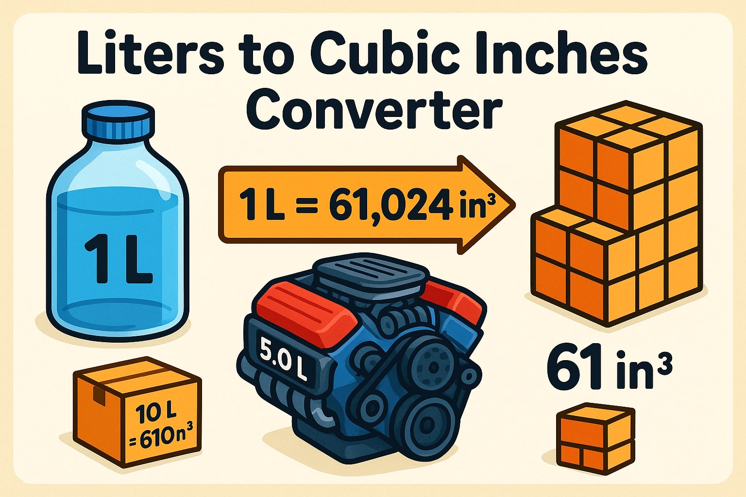 리터를 입방인치로 변환기