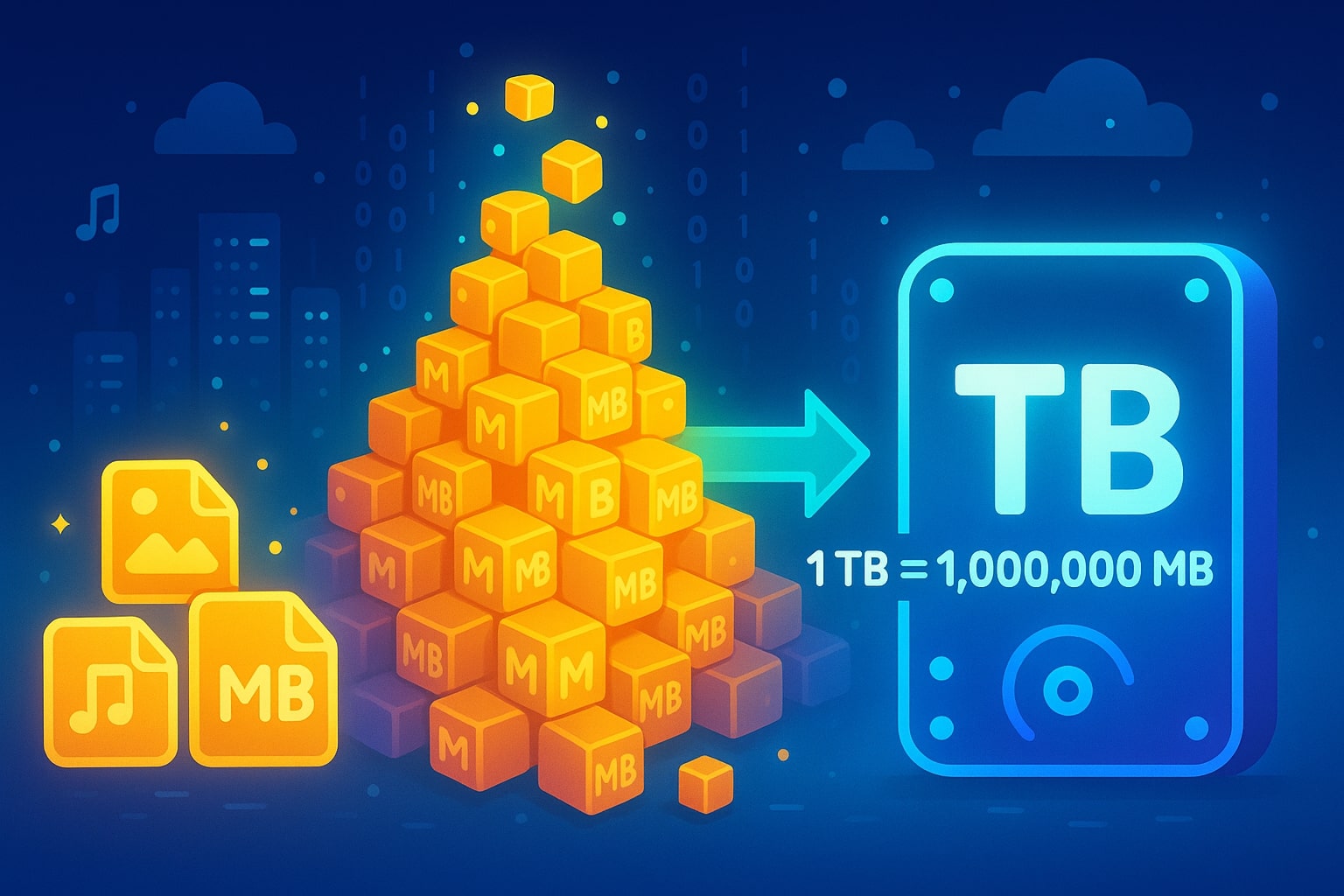 메가바이트에서 테라바이트 변환기